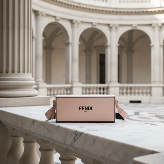 Fendi Box Horizontal 8BT340 Women's Leather Shoulder Bag Pink