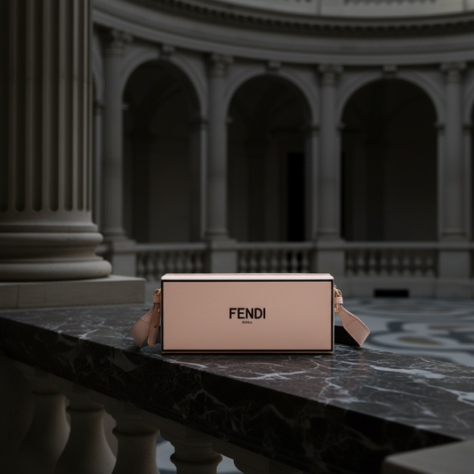 Fendi Box Horizontal 8BT340 Women's Leather Shoulder Bag Pink