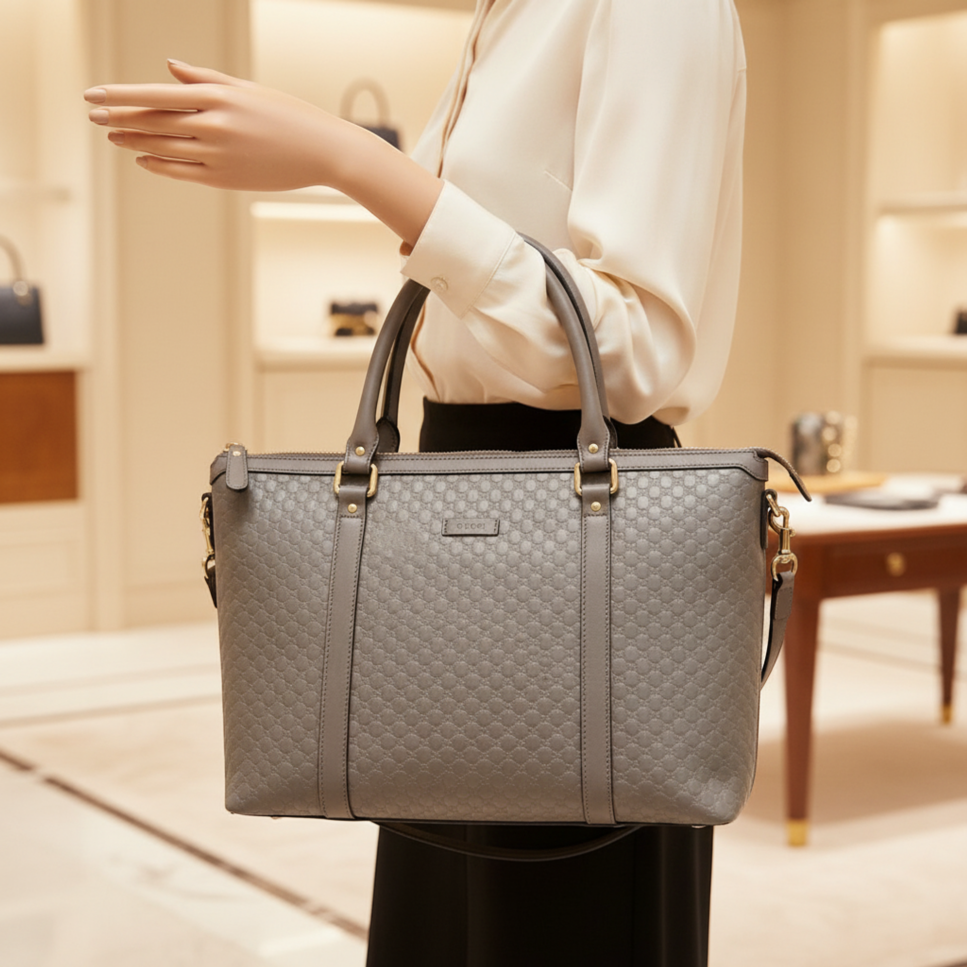 Gucci MicroGuccissima 449655 Women's Leather Handbag,Shoulder Bag Gray