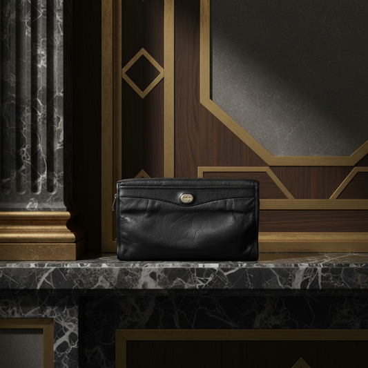 Gucci Interlocking 575991 Men,Women Leather Clutch Bag Black