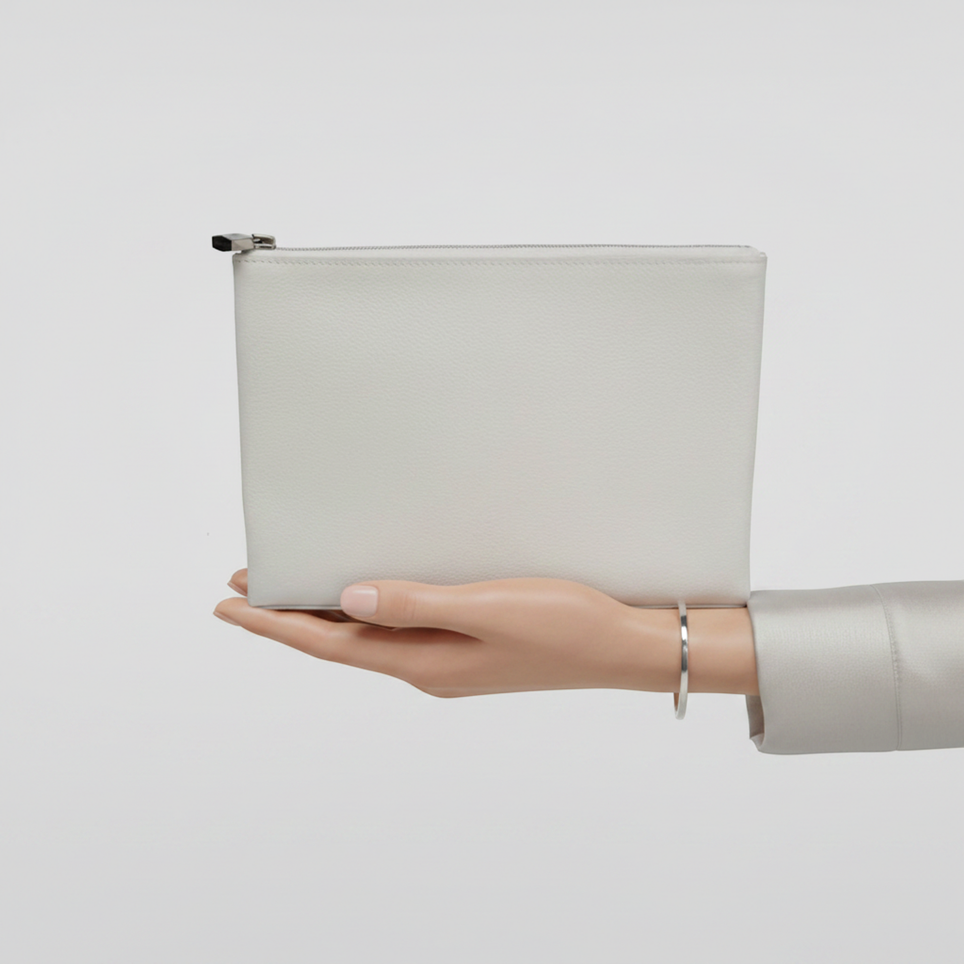 Hermes Atou GM Men,Women Evercalf Leather Pouch White