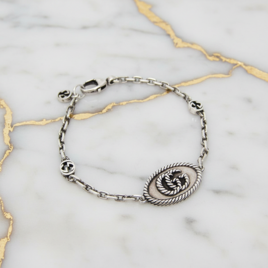 Gucci Double G Silver 925 Charm Bracelet Silver