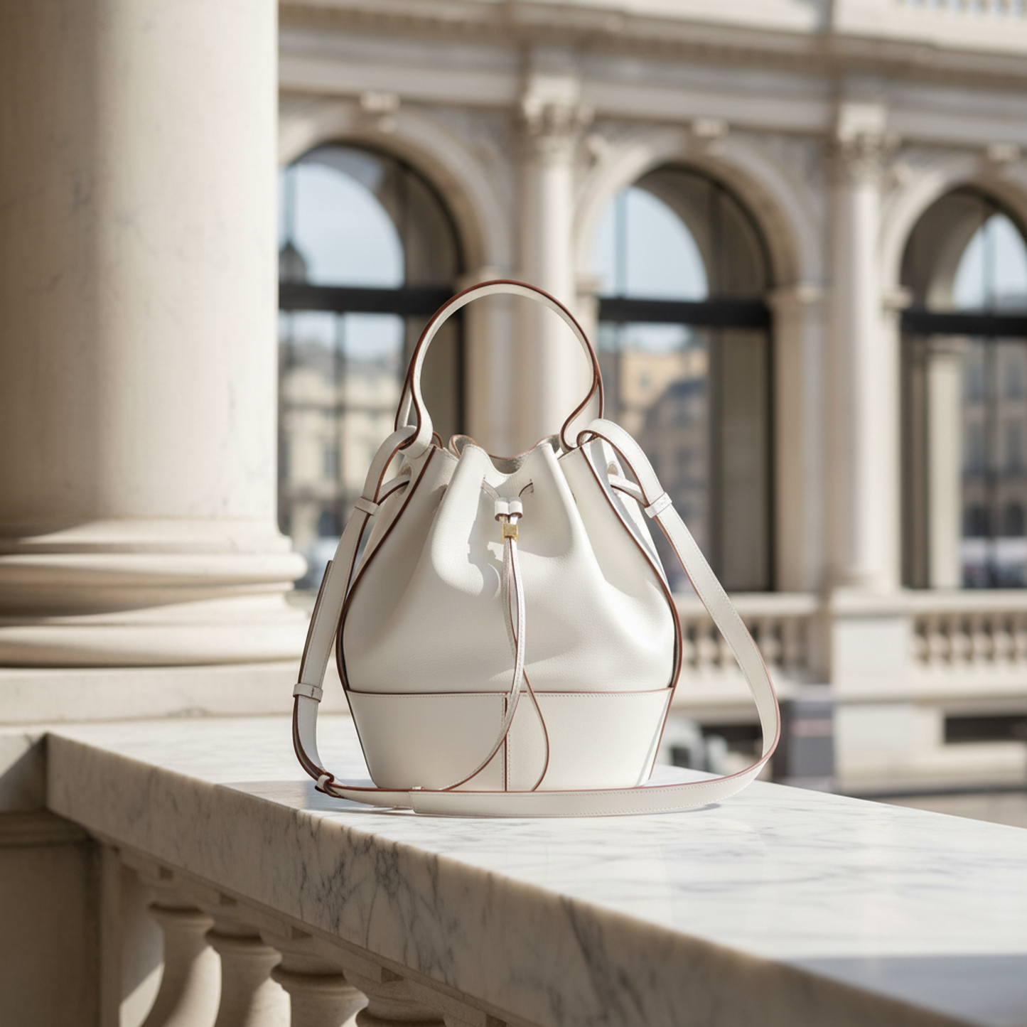 Loewe Balloon Medium Women's Leather Shoulder Bag White