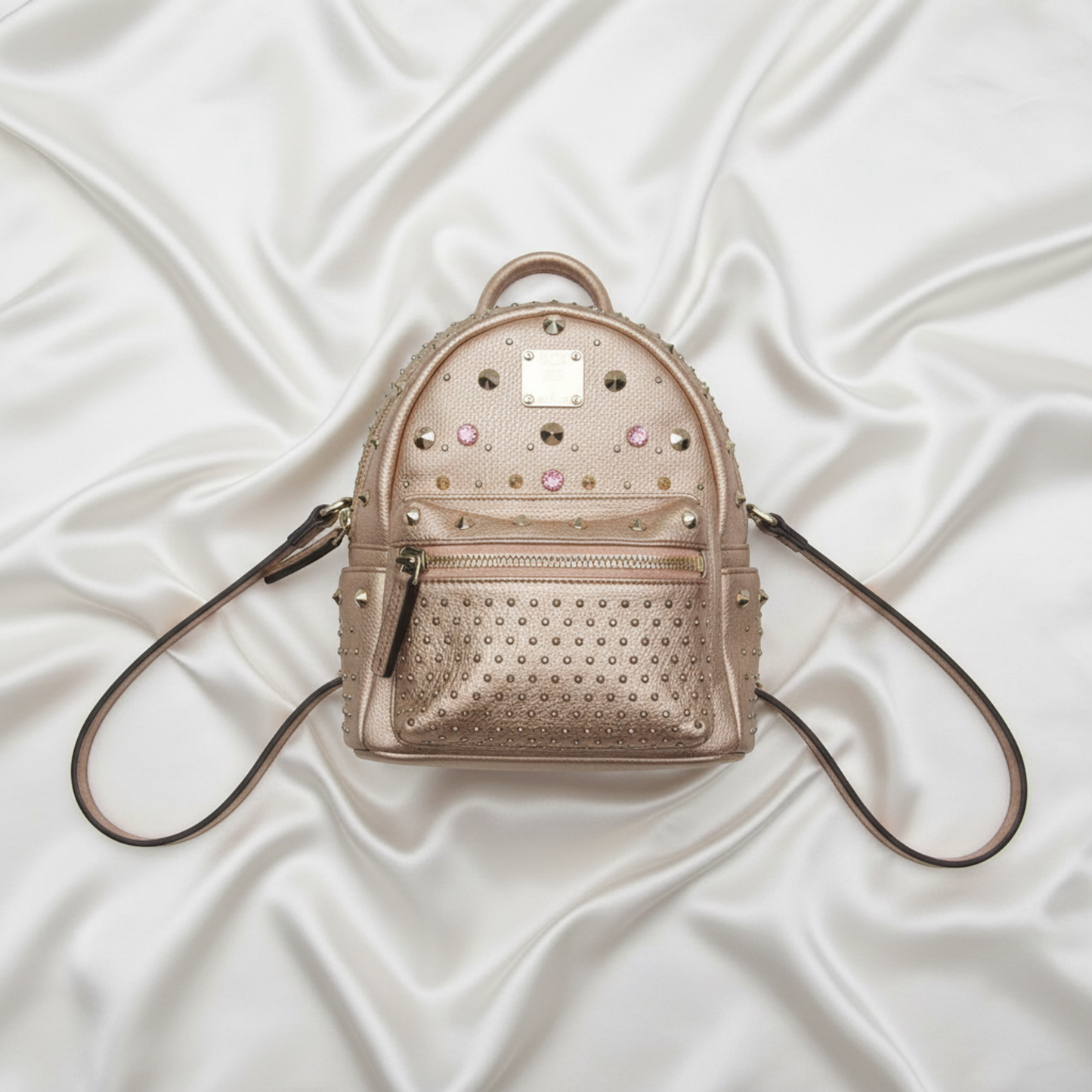 MCM BEBE BOO MWK6SVE88NW001 Women's Leather Backpack,Shoulder Bag Pink Gold