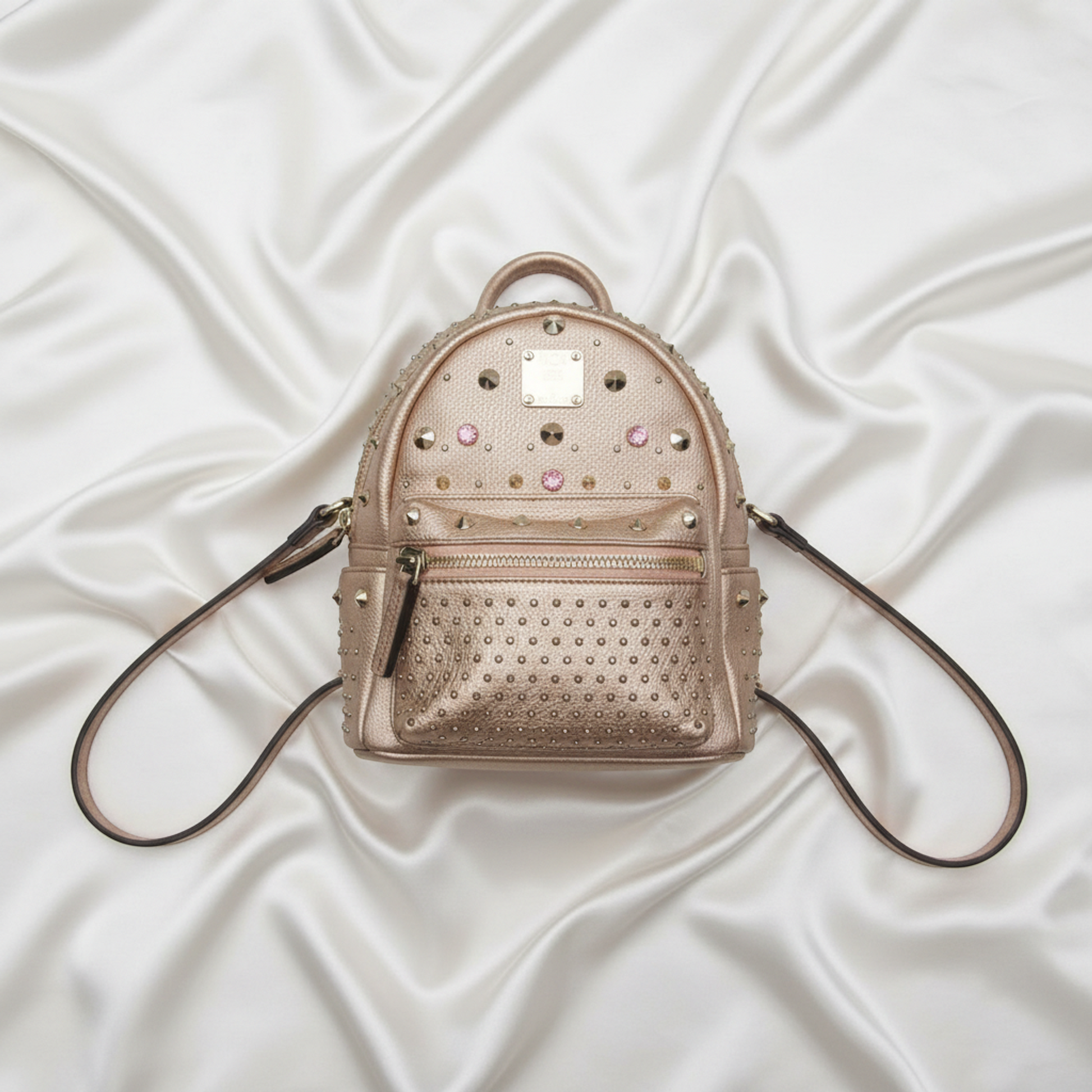 MCM BEBE BOO MWK6SVE88NW001 Women's Leather Backpack,Shoulder Bag Pink Gold