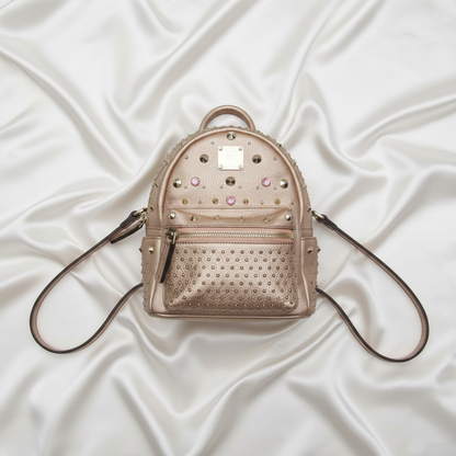 MCM BEBE BOO MWK6SVE88NW001 Women's Leather Backpack,Shoulder Bag Pink Gold