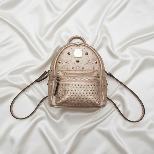 MCM BEBE BOO MWK6SVE88NW001 Women's Leather Backpack,Shoulder Bag Pink Gold
