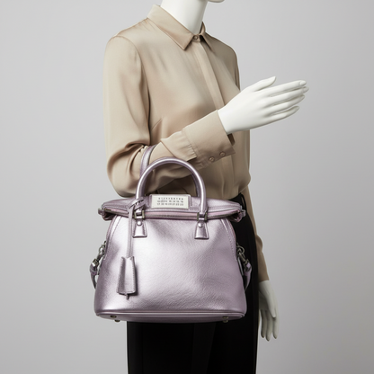 Maison Margiela 5AC S61WG0031 Women's Leather Shoulder Bag Metallic Pink