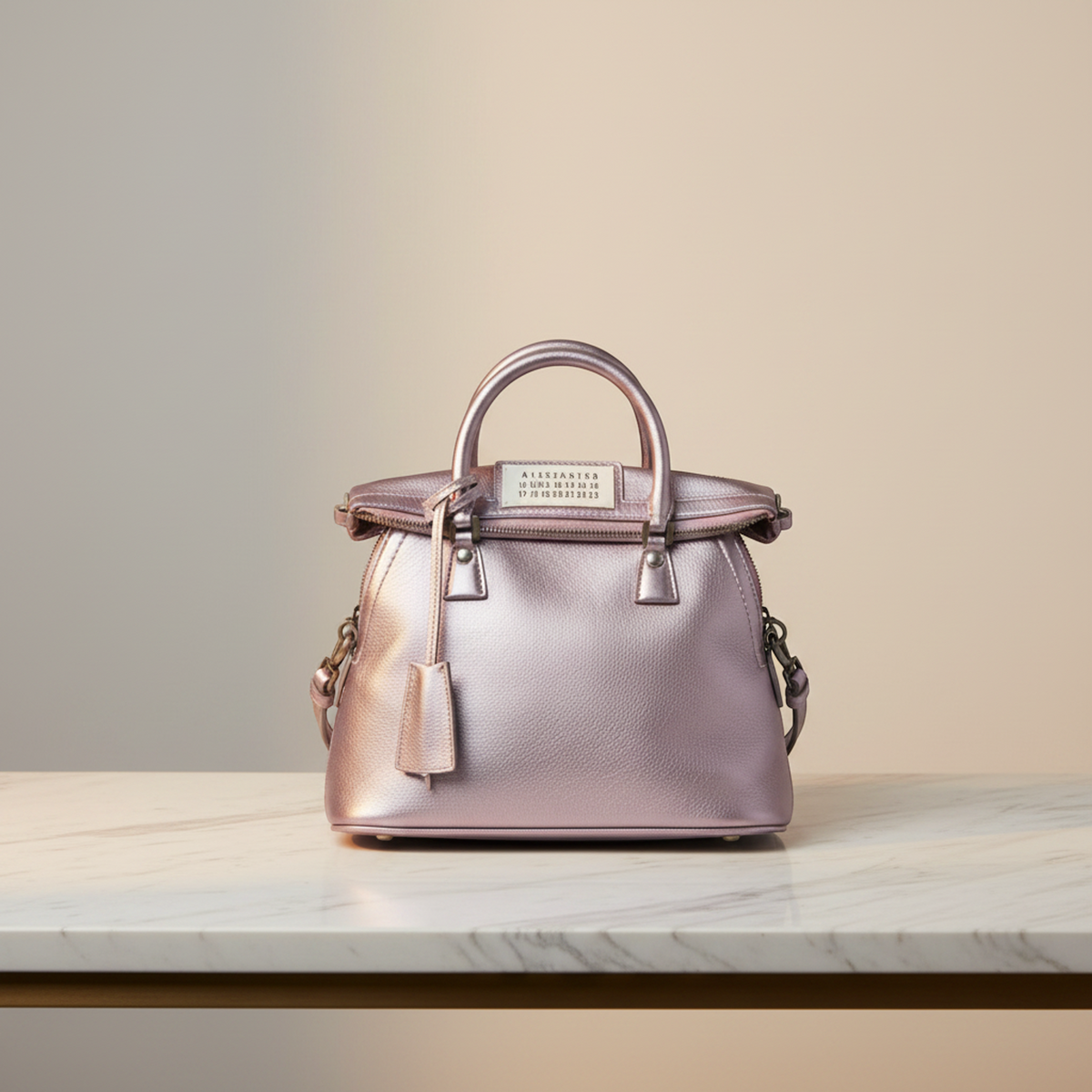 Maison Margiela 5AC S61WG0031 Women's Leather Shoulder Bag Metallic Pink