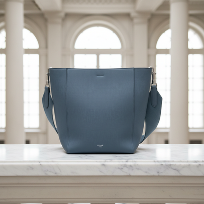 Celine Sangle Small Bucket Women's Leather Shoulder Bag Blue