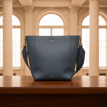 Celine Sangle Small Bucket Women's Leather Shoulder Bag Blue