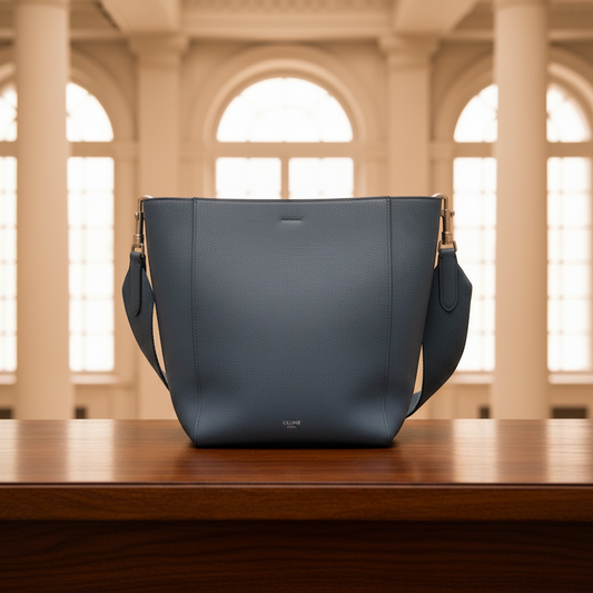 Celine Sangle Small Bucket Women's Leather Shoulder Bag Blue