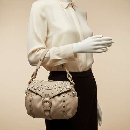 Loewe Belt Flap Women's Suede,Beads Handbag Light Gray