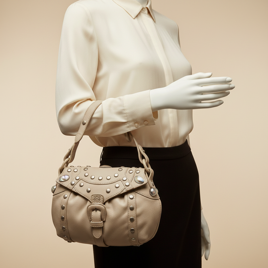 Loewe Belt Flap Women's Suede,Beads Handbag Light Gray