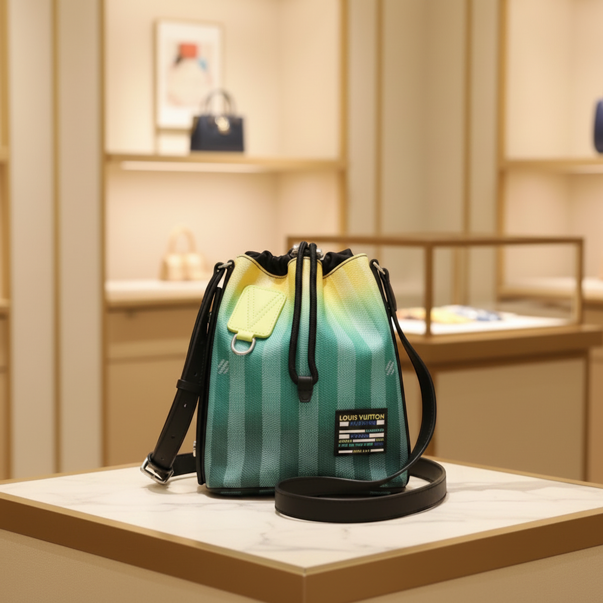 Louis Vuitton Damier Stripe Sac Marant Messenger M59920 Women,Men Shoulder Bag Black,Green,Yellow