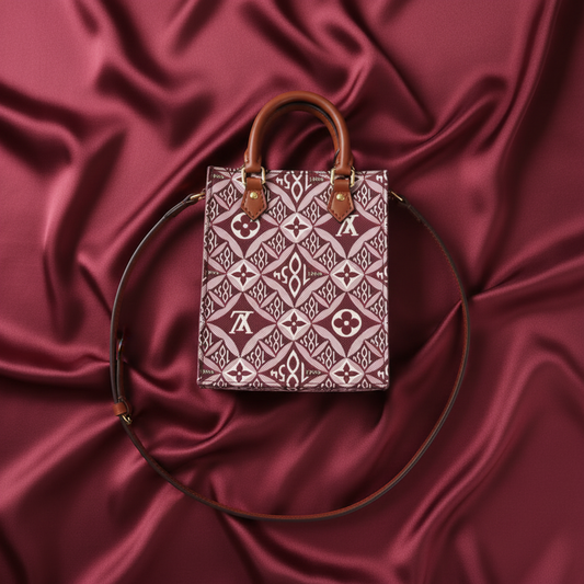 Louis Vuitton Monogram Jacquard Petite Sac Plat M69846 Women's Handbag,Shoulder Bag Bordeaux,Brown