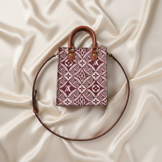 Louis Vuitton Monogram Jacquard Petite Sac Plat M69846 Women's Handbag,Shoulder Bag Bordeaux,Brown