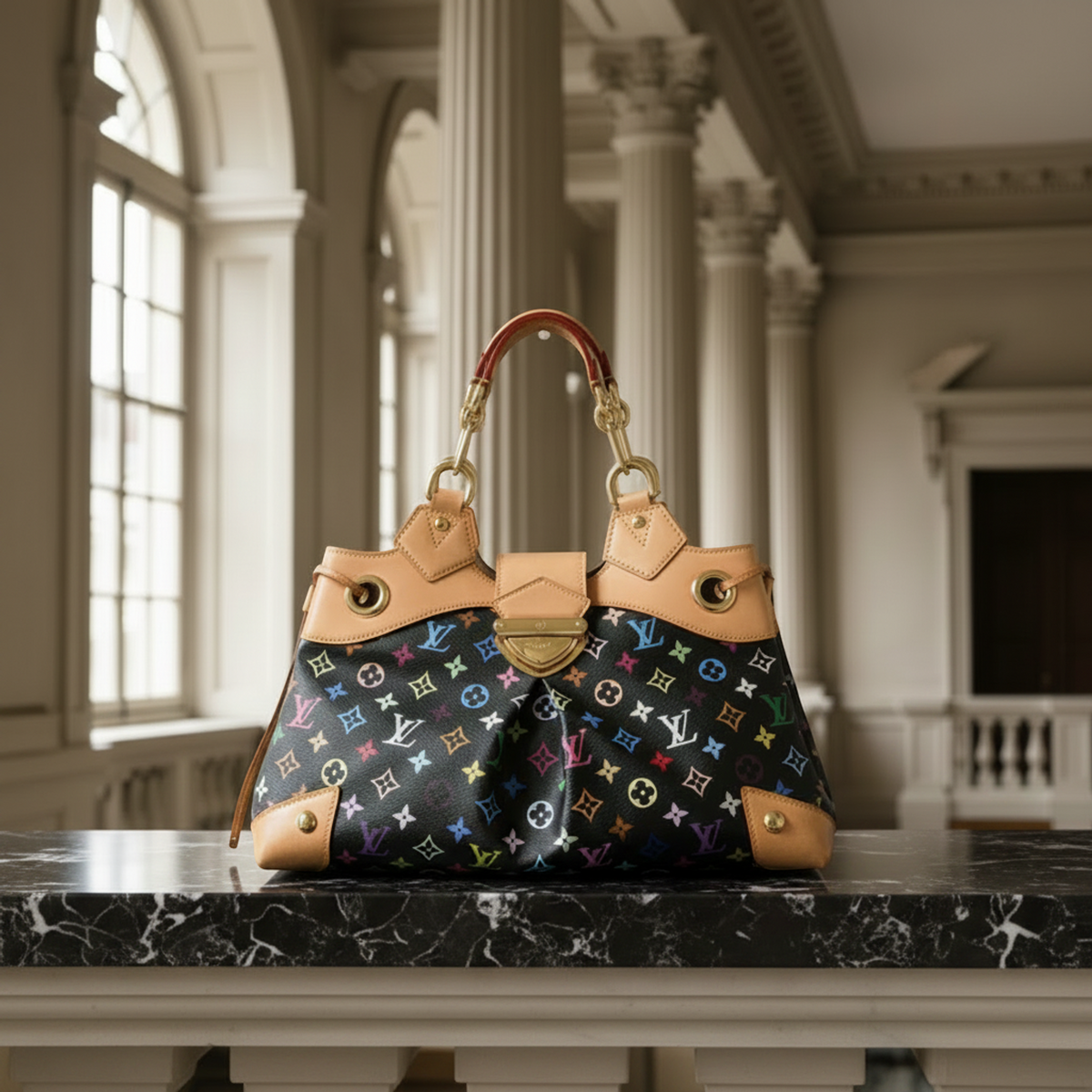 Louis Vuitton Monogram Multicolore Ursula M40124 Women's Handbag Noir