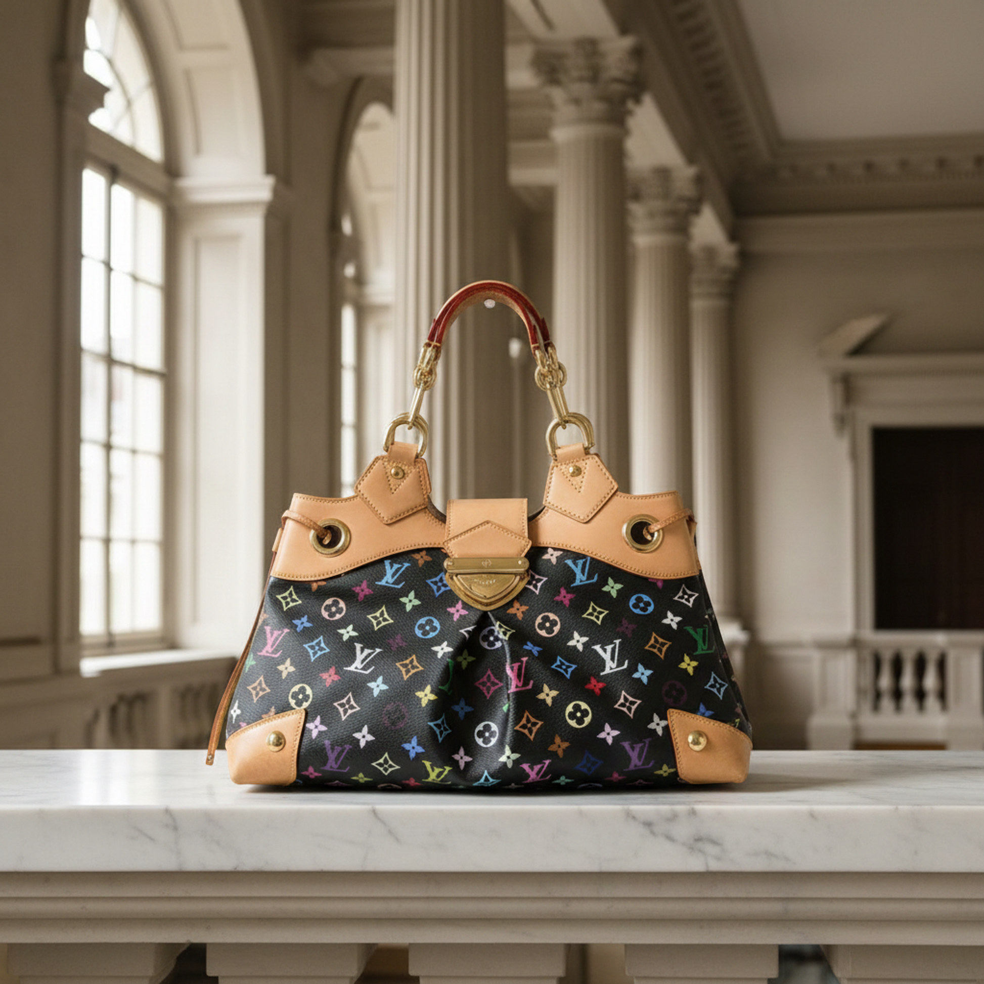 Louis Vuitton Monogram Multicolore Ursula M40124 Women's Handbag Noir