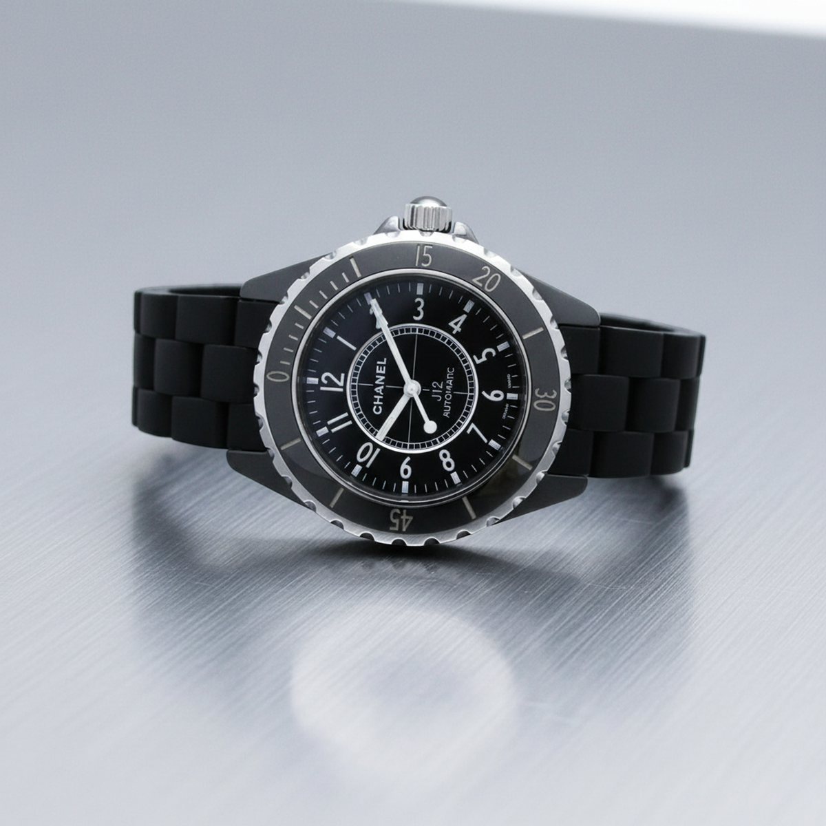 CHANEL J12 Ceramic Rubber Automatic Mens Watch H0684 Polished