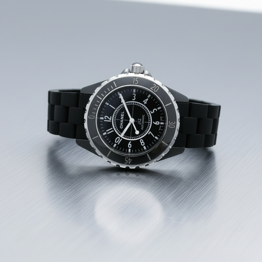 CHANEL J12 Ceramic Rubber Automatic Mens Watch H0684 Polished