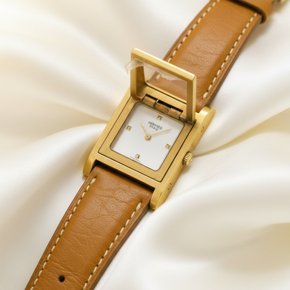 HERMES Medor Gold Plated Leather Quartz Ladies Watch ME1.201