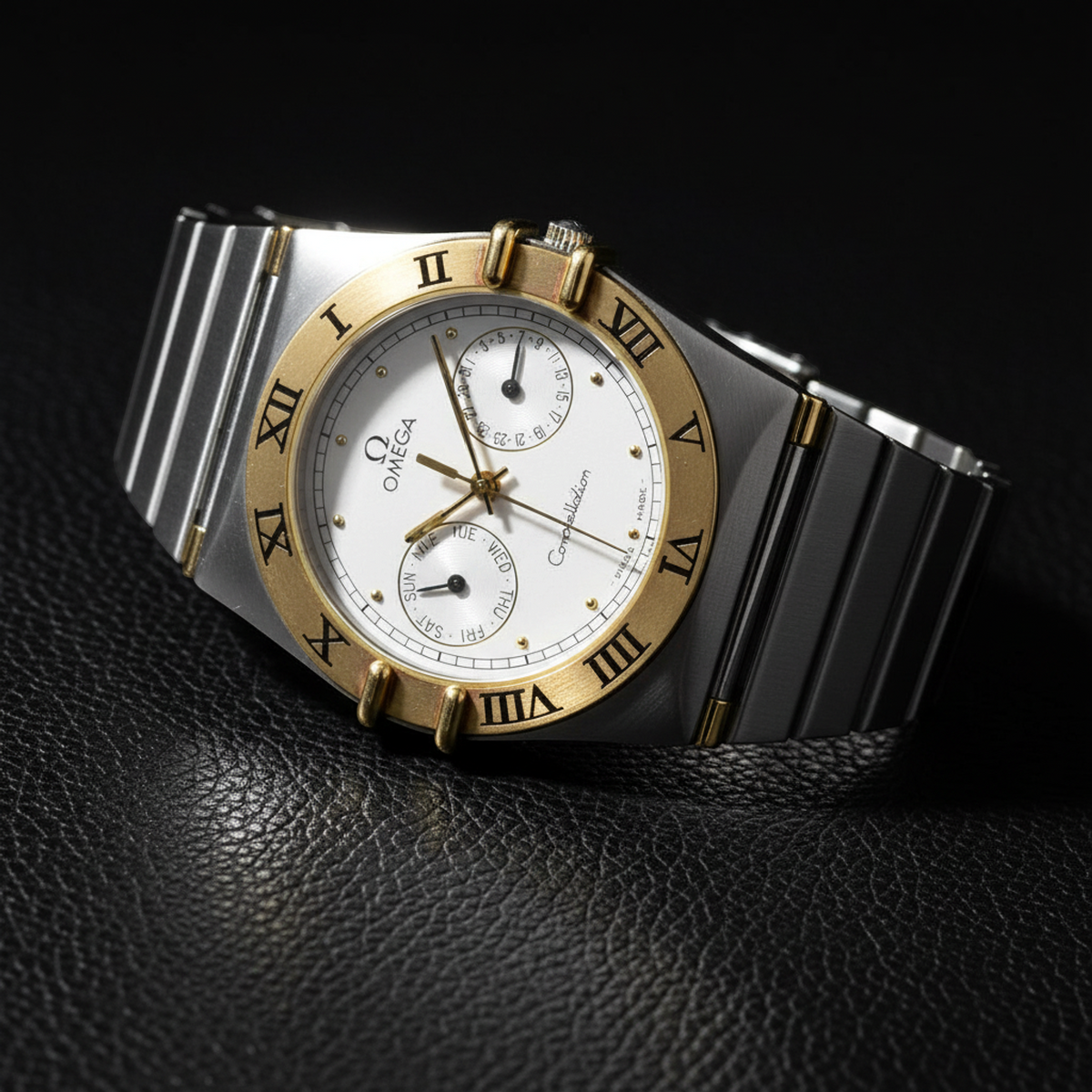 OMEGA Constellation 18K Gold Steel Quartz Mens Watch 396.1070 Polished