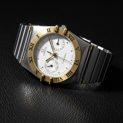 OMEGA Constellation 18K Gold Steel Quartz Mens Watch 396.1070 Polished