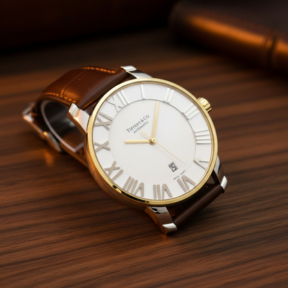 TIFFANY Atlas Dome Gold Plated Steel Automatic Mens Watch Z1800.68.15A21A00A Polished