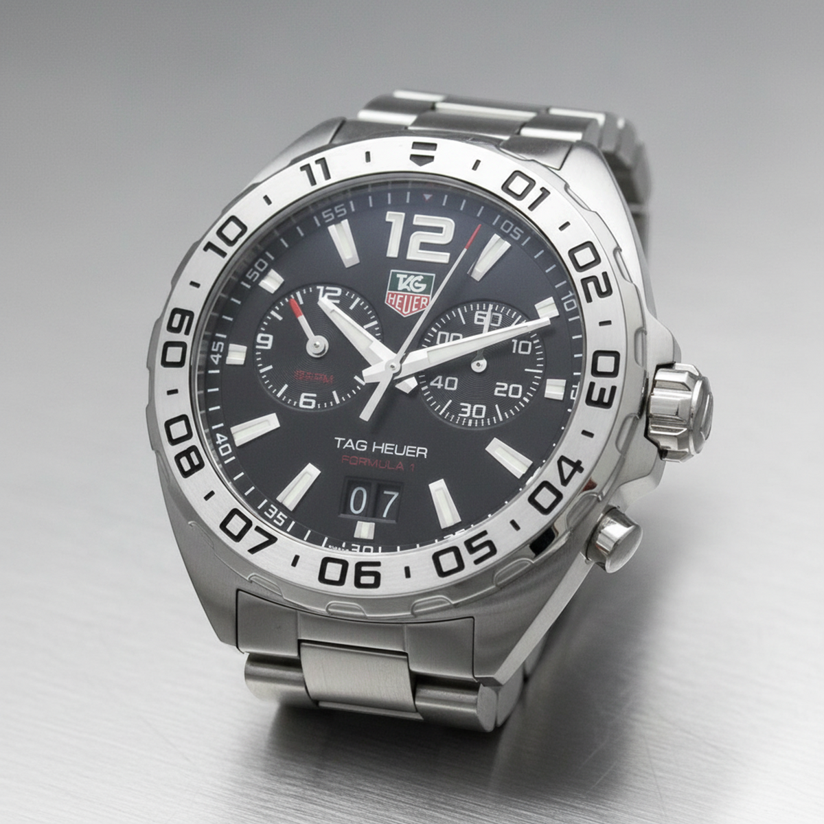 TAG HEUER Formula 1 Alarm Steel Quartz Mens Watch WAZ111A Polished