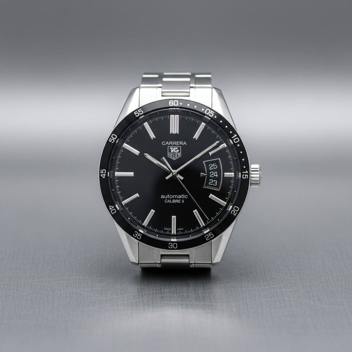 TAG HEUER Carrera Calibre 5 Steel Automatic Mens Watch WV211M Polished