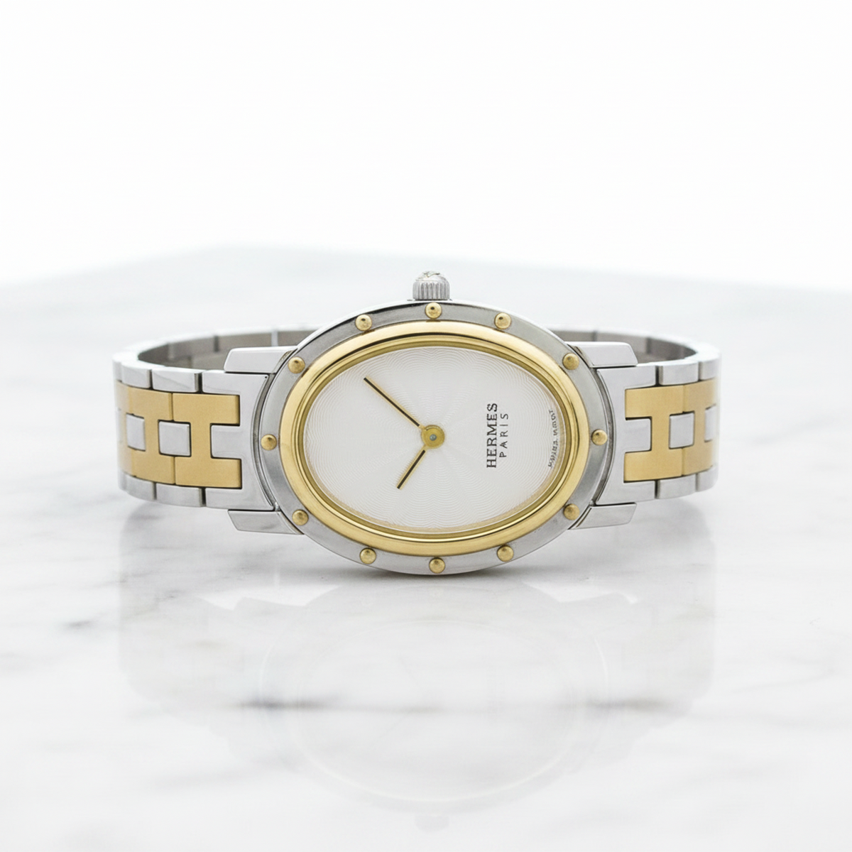 HERMES Clipper Oval Gold Plated Steel Ladies Watch CO1.220 Polished