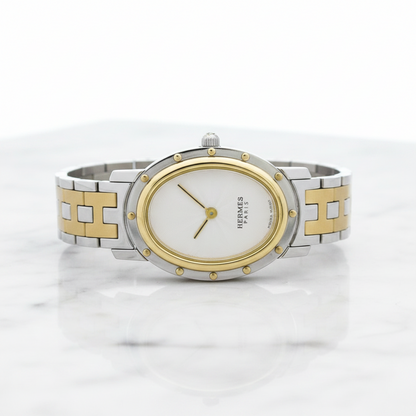 HERMES Clipper Oval Gold Plated Steel Ladies Watch CO1.220 Polished