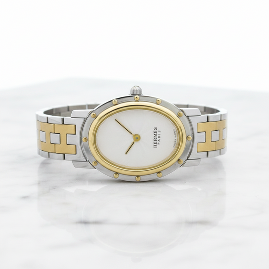 HERMES Clipper Oval Gold Plated Steel Ladies Watch CO1.220 Polished