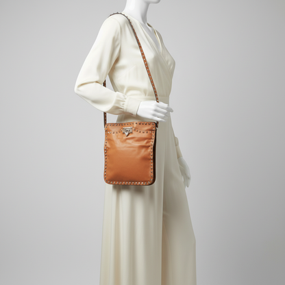 Valentino Garavani Lockstuds AWB00968 Women's Leather Shoulder Bag,Sling Bag Camel