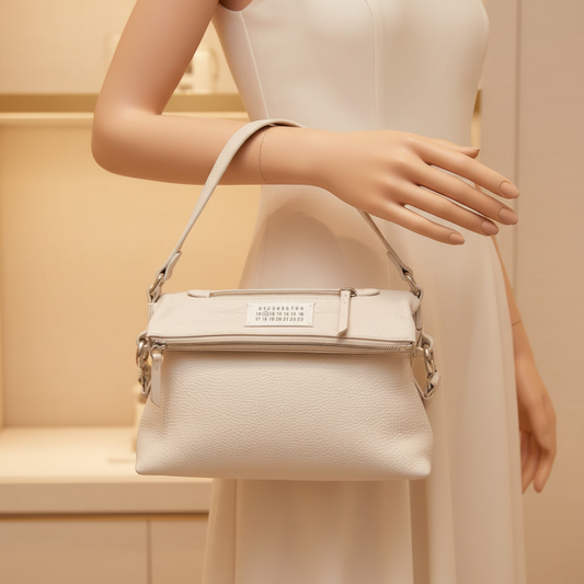 Maison Margiela 5AC SB1WG0003 Women's Leather Shoulder Bag White
