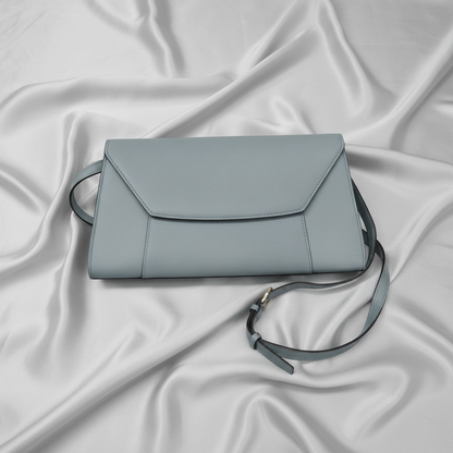 Valextra Scala Large Women's Leather Shoulder Bag Light Blue Gray