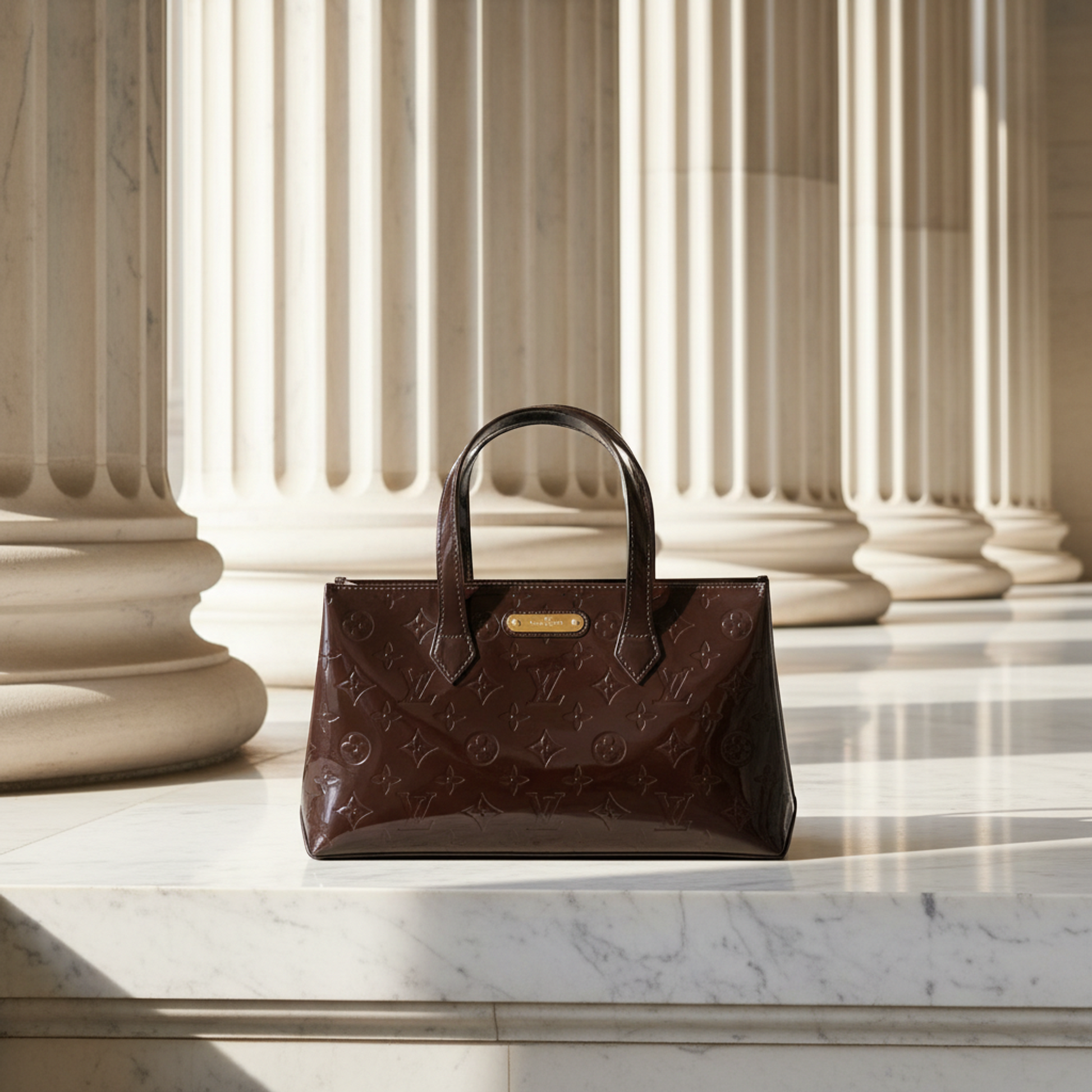 Louis Vuitton Monogram Vernis Wilshire PM M93641 Women's Handbag Amarante