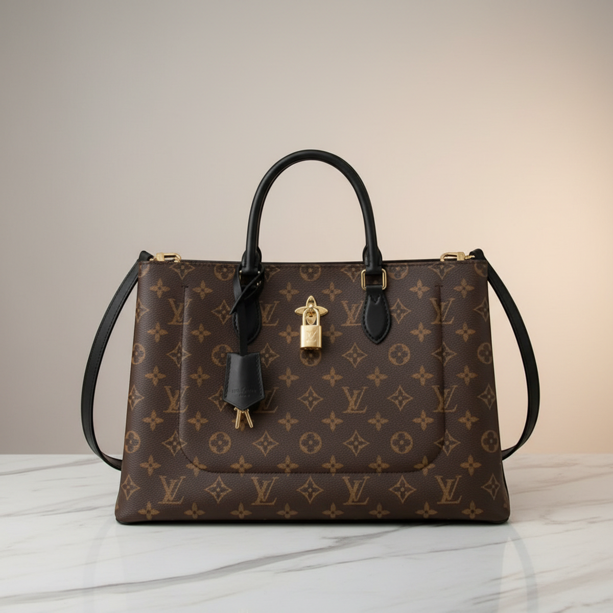 Louis Vuitton Monogram Flower Tote M43550 Women's Shoulder Bag,Tote Bag Black,Brown