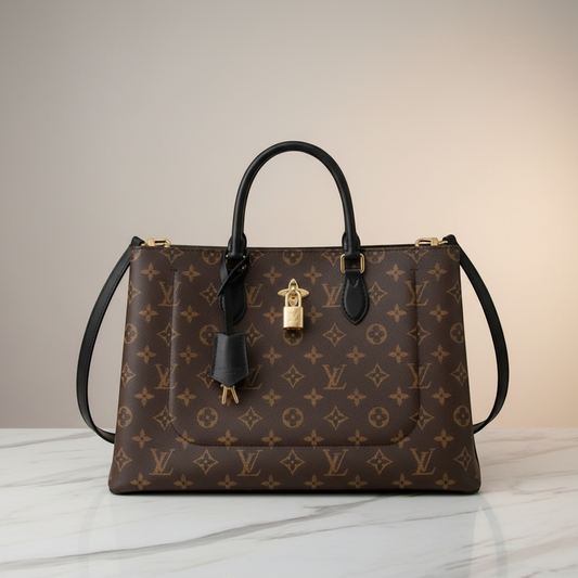 Louis Vuitton Monogram Flower Tote M43550 Women's Shoulder Bag,Tote Bag Black,Brown
