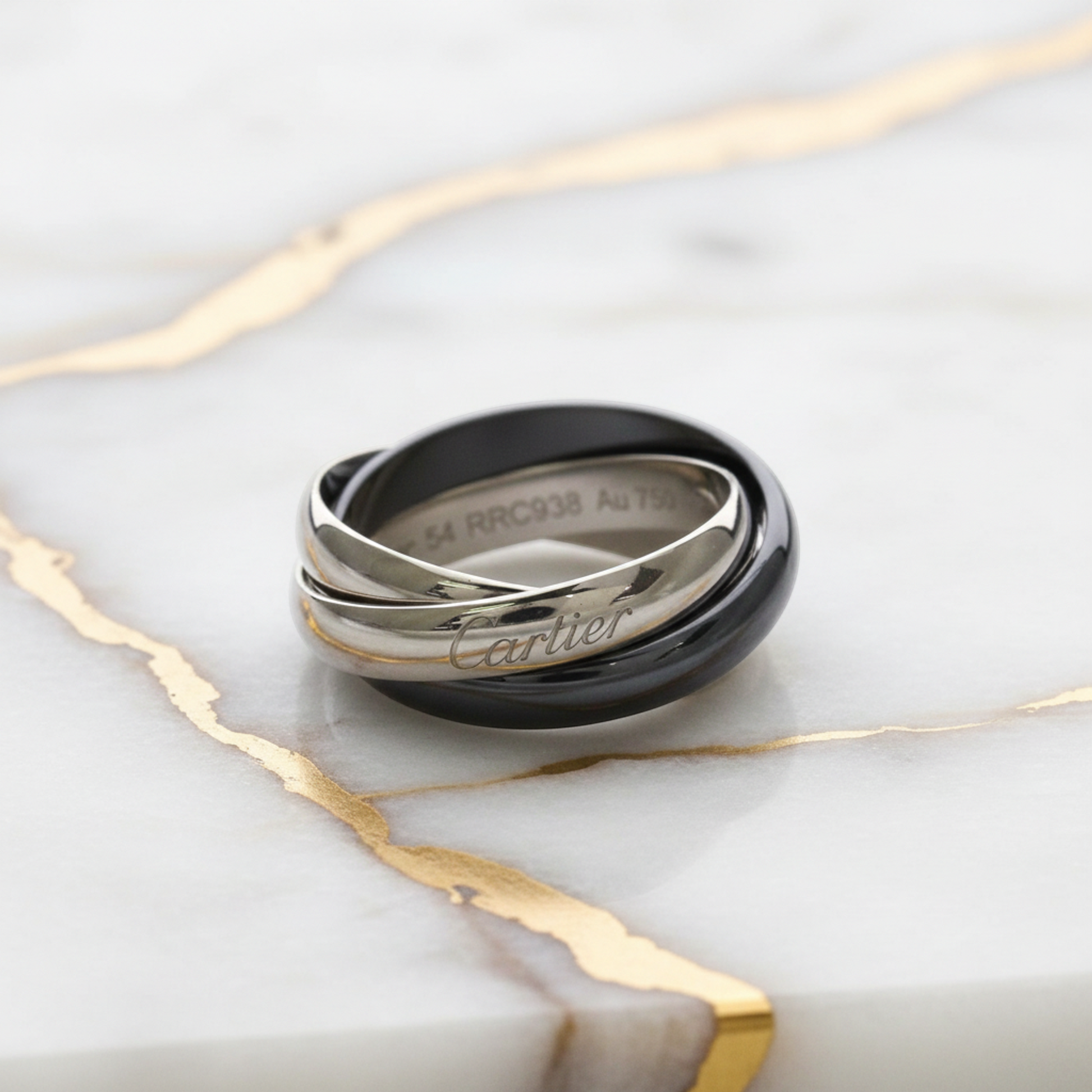 Cartier Trinity Ring White Gold (18K),Ceramic Fashion No Stone Band Ring Silver