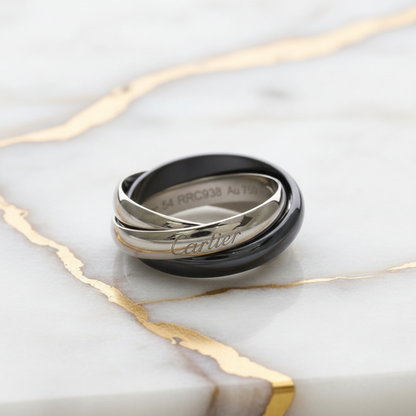 Cartier Trinity Ring White Gold (18K),Ceramic Fashion No Stone Band Ring Silver