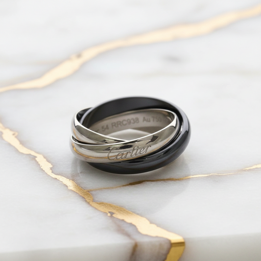Cartier Trinity Ring White Gold (18K),Ceramic Fashion No Stone Band Ring Silver