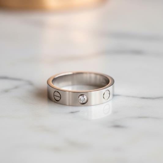 Cartier Mini Love Ring With 1 Diamond White Gold (18K) Fashion Diamond Band Ring Silver