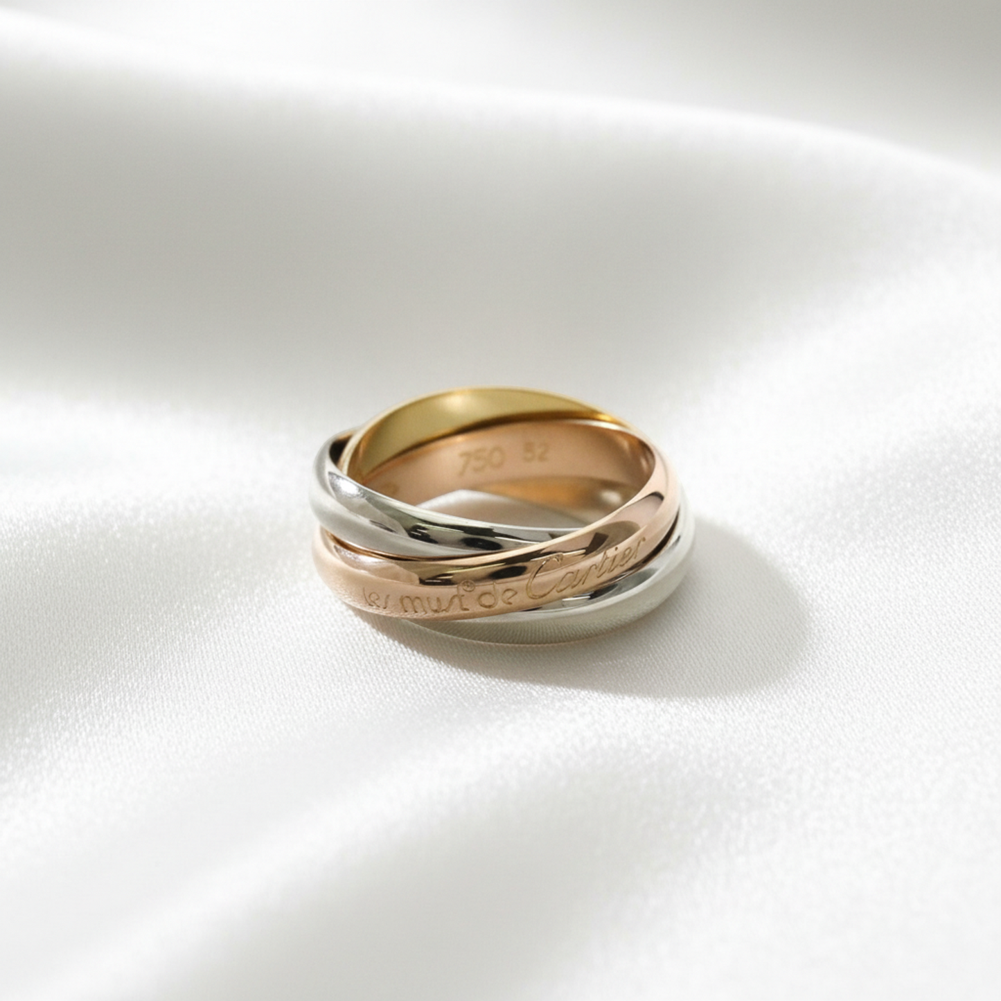Cartier Trinity Ring Yellow Gold (18K),Pink Gold (18K),White Gold (18K) Fashion No Stone Band Ring Gold