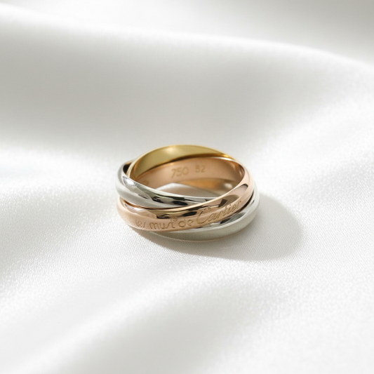 Cartier Trinity Ring Yellow Gold (18K),Pink Gold (18K),White Gold (18K) Fashion No Stone Band Ring Gold
