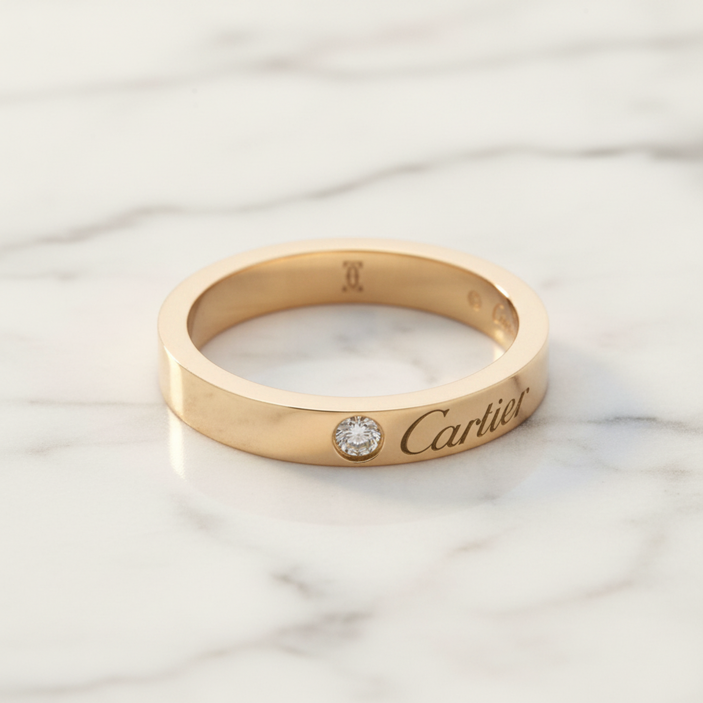 Cartier Cartier C De Cartier Wedding Ring With 1 Diamond Pink Gold (18K) Fashion Diamond Band Ring Pink Gold
