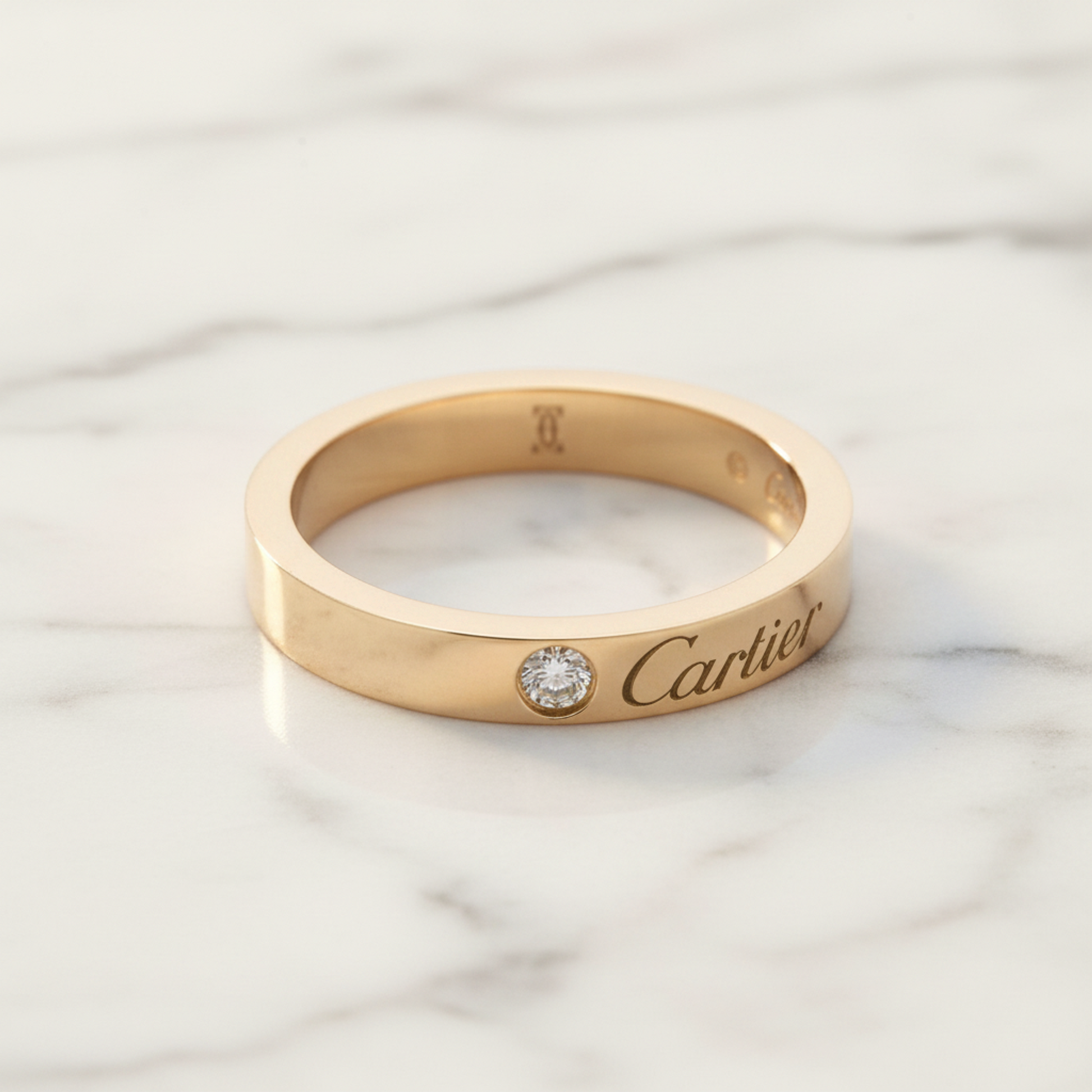 Cartier Cartier C De Cartier Wedding Ring With 1 Diamond Pink Gold (18K) Fashion Diamond Band Ring Pink Gold