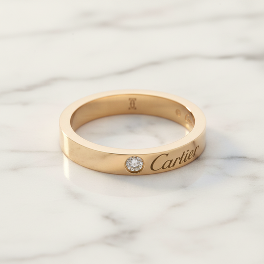 Cartier Cartier C De Cartier Wedding Ring With 1 Diamond Pink Gold (18K) Fashion Diamond Band Ring Pink Gold