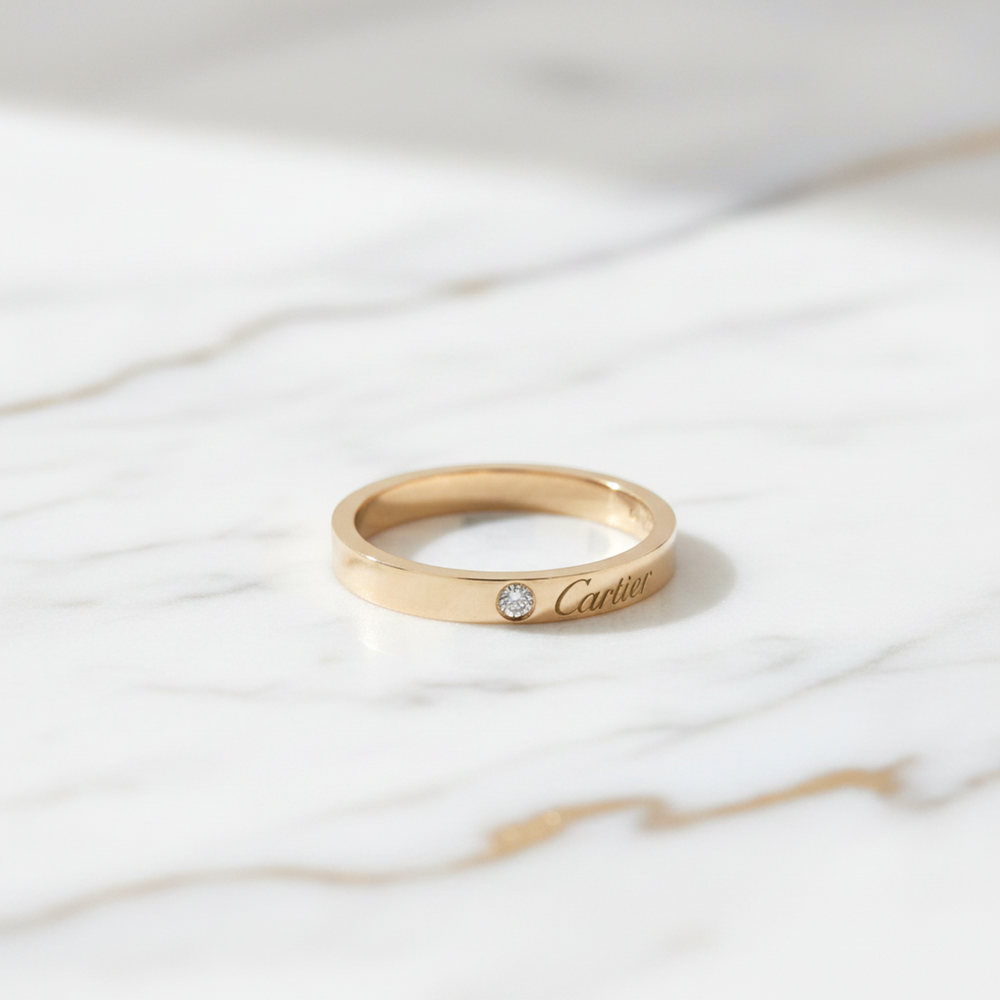 Cartier Cartier C De Cartier Wedding Ring With 1 Diamond Pink Gold (18K) Fashion Diamond Band Ring Pink Gold